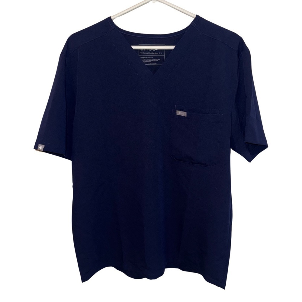 Figs Navy V-Neck Short Sleeve Scrub Top